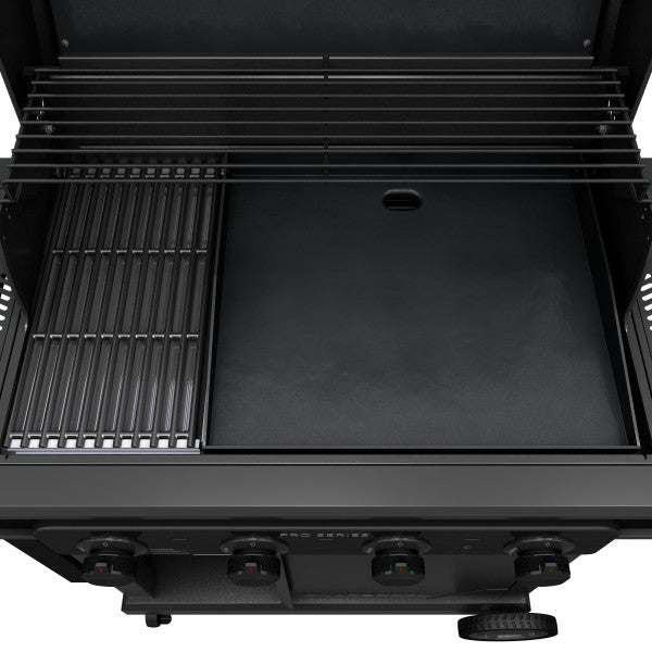 Parrilla y plancha a gas de 4 quemadores Pro Series™ con quemador lateral